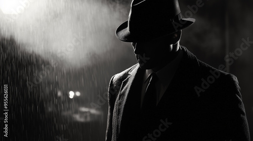 Old fashioned retro style gangster movie noir picture in dramatic scene moment photo