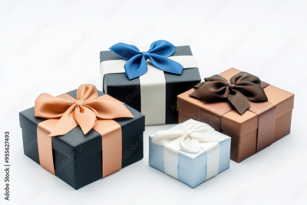 Giftbox White Background. Beautiful Set of Boxes for Anniversary, Birthday, and Celebrations Giftbox White Background. Beautiful Set of Boxes for Anniversary, Birthday, and Celebrations