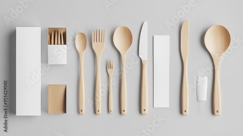 Realistic kitchen utensil packaging mockup with clean branding