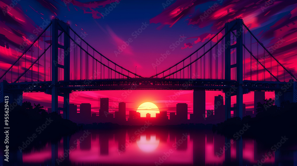 Bridges City Landscape Anime Style Styl Bridges City Landscape Anime Style Styl