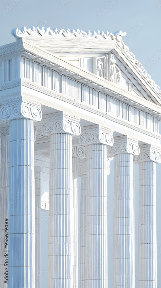 Obraz premium 48. **Render a 3D paper cut of the Parthenon with its ancient columns and grand structure, providing ample space above for text.**