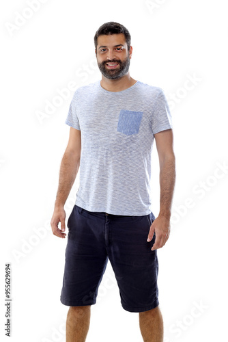 young brazilian model posing on neutral background