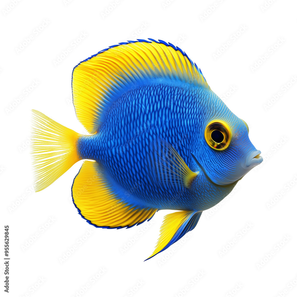 Naklejka premium A blue tang fish isolated on transparent background