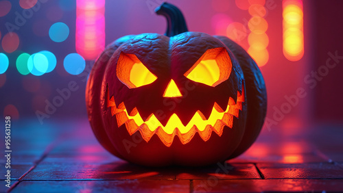 Wallpaper Mural Jack-o’-Lantern on Circuit Board with Halloween Decorations Torontodigital.ca