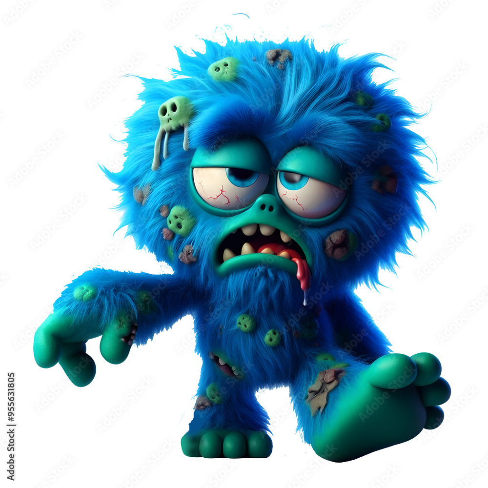 Adorable 3D Zombie Monster: A Cute Creature, isolated on transparent background. Adorable 3D Zombie Monster: A Cute Creature, isolated on transparent background.