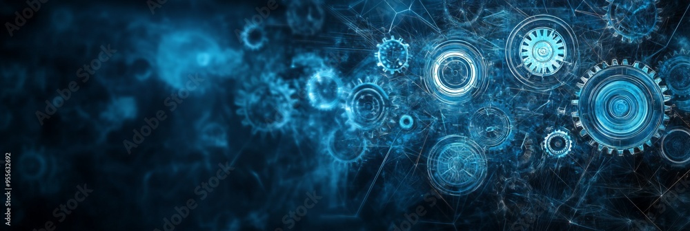 Abstract Background with Gears and Cogs in Blue. AI generated illustration Abstract Background with Gears and Cogs in Blue. AI generated illustration
