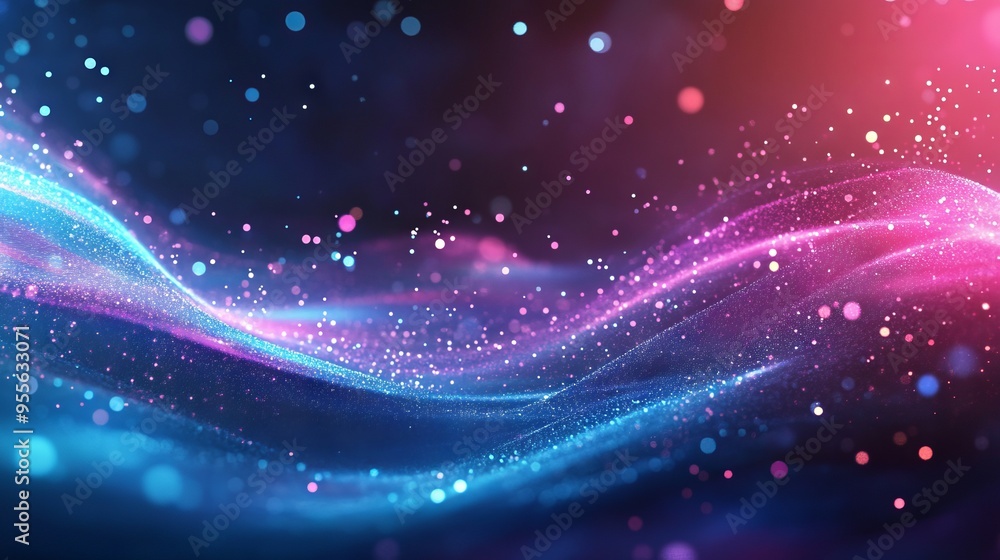 Abstract Futuristic Background with Glowing Particles and Dots. AI generated illustration Abstract Futuristic Background with Glowing Particles and Dots. AI generated illustration