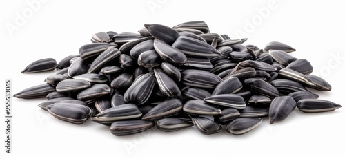 Black sunflower seeds isolated on white background