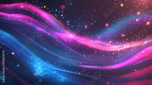 Abstract Futuristic Background with Glowing Particles and Dots. AI generated illustration