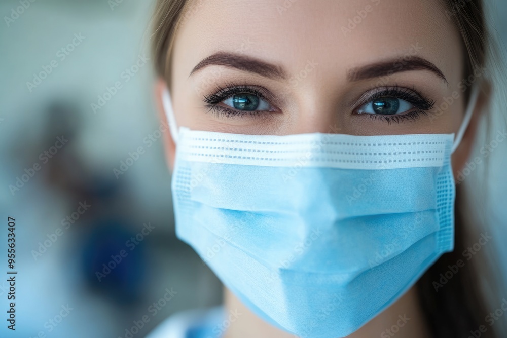 Nurses Face Mask. Closeup Portrait of Smiling Female Dentist Doctor in Protective Medical Mask Nurses Face Mask. Closeup Portrait of Smiling Female Dentist Doctor in Protective Medical Mask