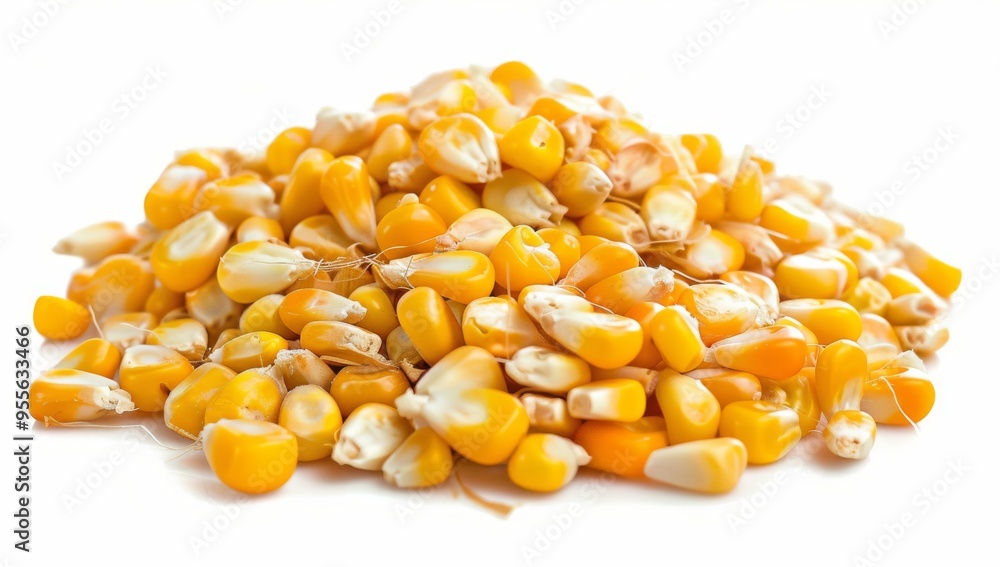 Pile of yellow corn kernels isolated on white background Pile of yellow corn kernels isolated on white background