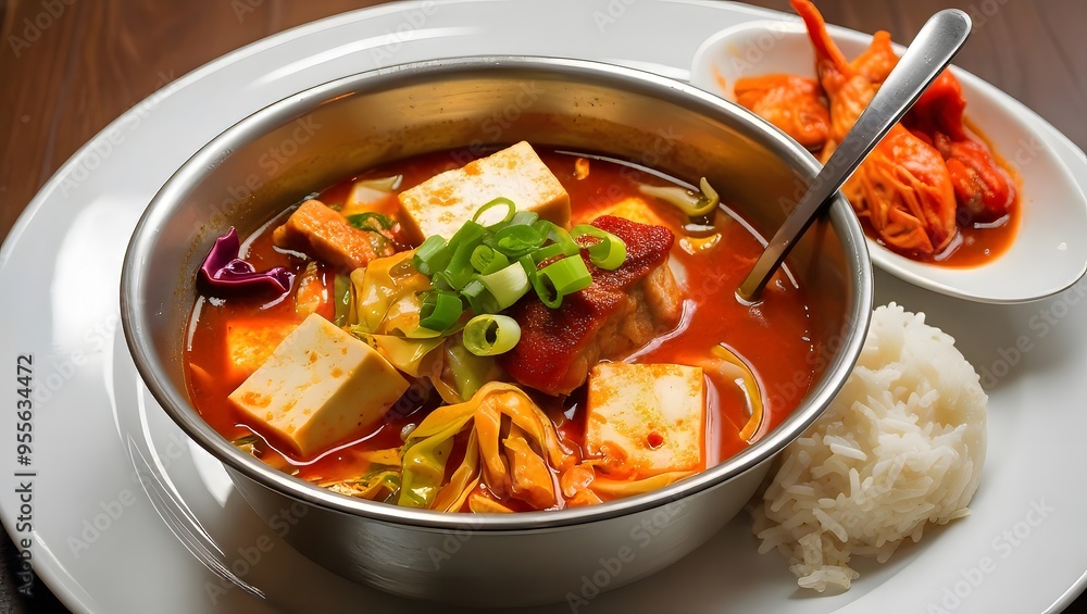 A vibrant bowl containing tofu, fluffy rice, and a mix of fresh vegetables, perfect for a nutritious dish. GENERATIVE AI A vibrant bowl containing tofu, fluffy rice, and a mix of fresh vegetables, perfect for a nutritious dish. GENERATIVE AI