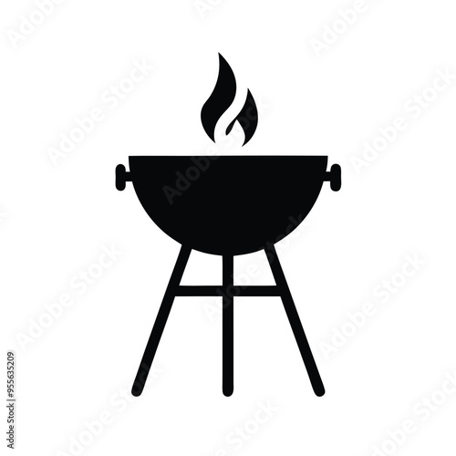 a Barbecue icon grill icon, vector silhouette clipart, isolated white background,