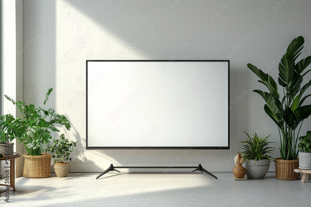 TV screen mockup on isolated background created with Generative AI TV screen mockup on isolated background created with Generative AI