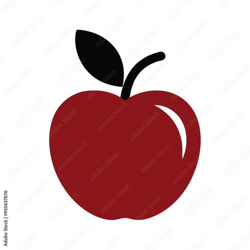 Fototapeta premium Apple icon, vector silhouette illustration clipart, isolated white background 