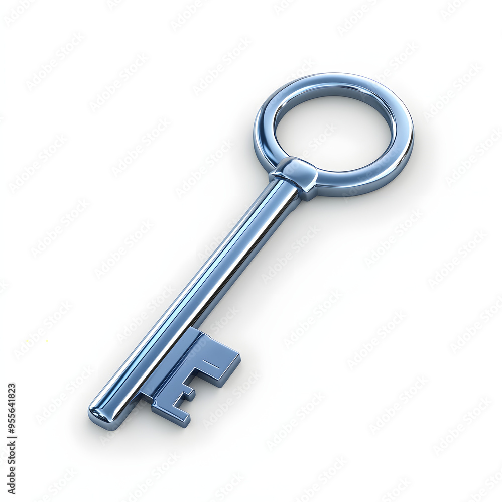 blue metallic key isolated on white background blue metallic key isolated on white background
