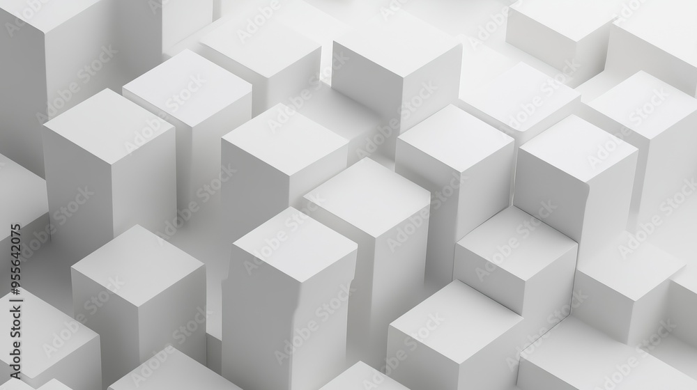 Abstract Simplicity: Shifted White Cubes Banner Background Abstract Simplicity: Shifted White Cubes Banner Background