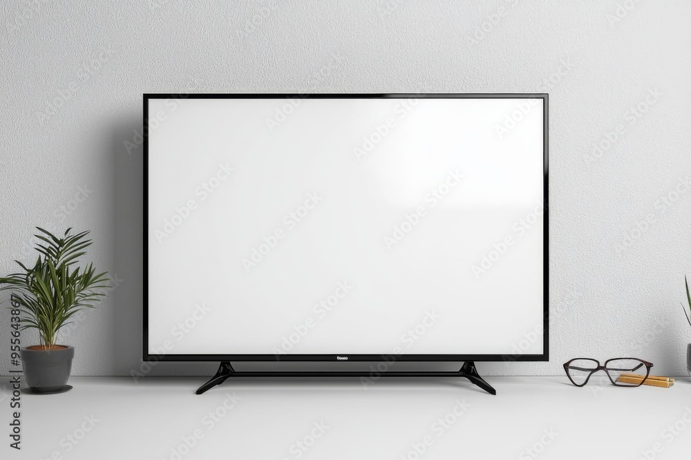 TV screen mockup on isolated background created with Generative AI TV screen mockup on isolated background created with Generative AI