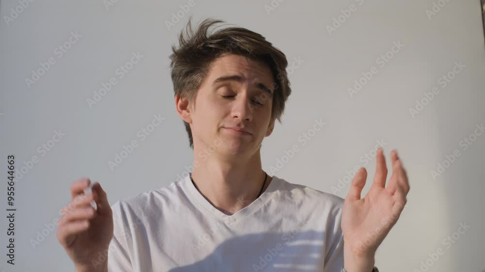 Confused, shrugging and man's face with decision, choice and don't know reaction Confused, shrugging and man's face with decision, choice and don't know reaction