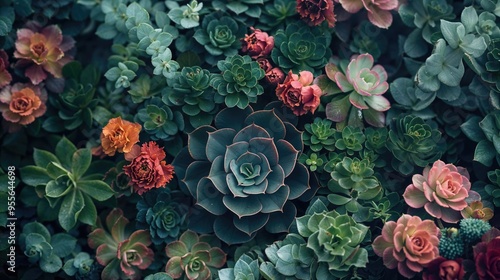 Botanical Background with Succulents. Natural Wallpaper with Exotic Plants.