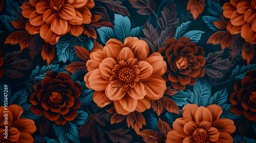 Brown And Black Floral Textile
