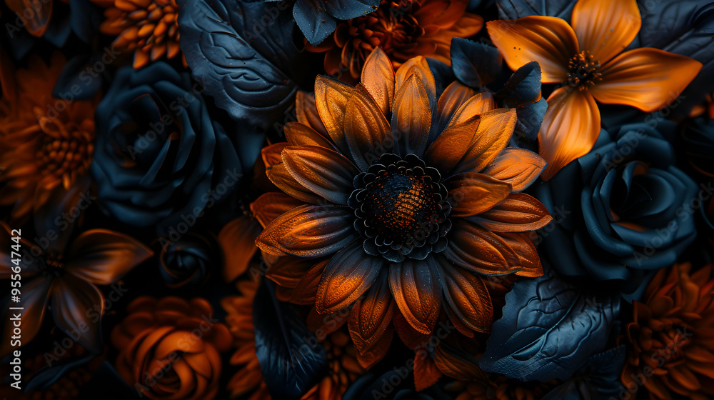 Brown And Black Floral Textile Brown And Black Floral Textile