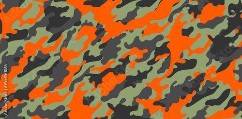 Orange camouflage pattern for army. Trendy camouflage military pattern, seamless texture for fashion design