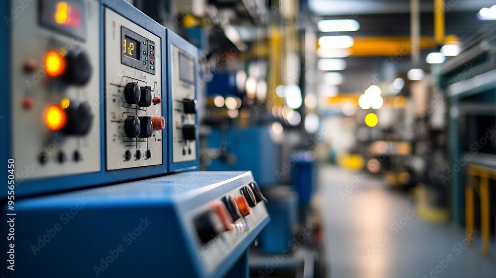 Industrial Control Panel with Electrical Panels and LED Lights. AI generated illustration Industrial Control Panel with Electrical Panels and LED Lights. AI generated illustration