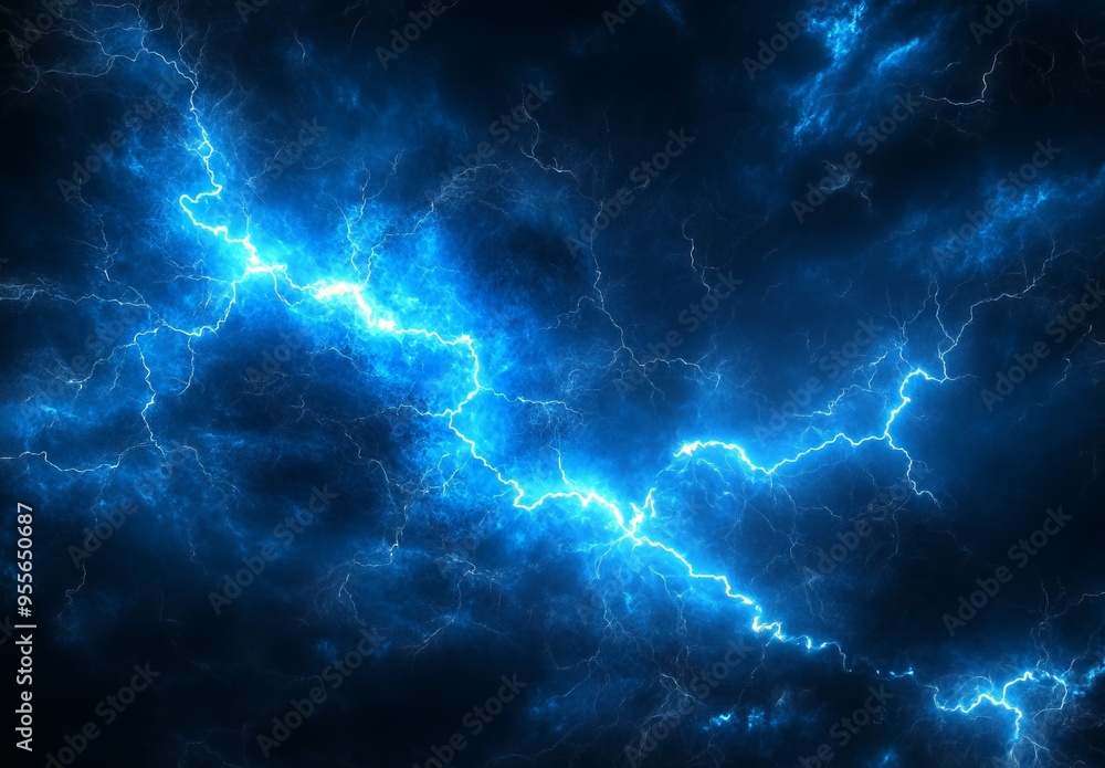 Blue Lightning Background with Electric Light Effects. AI generated illustration Blue Lightning Background with Electric Light Effects. AI generated illustration