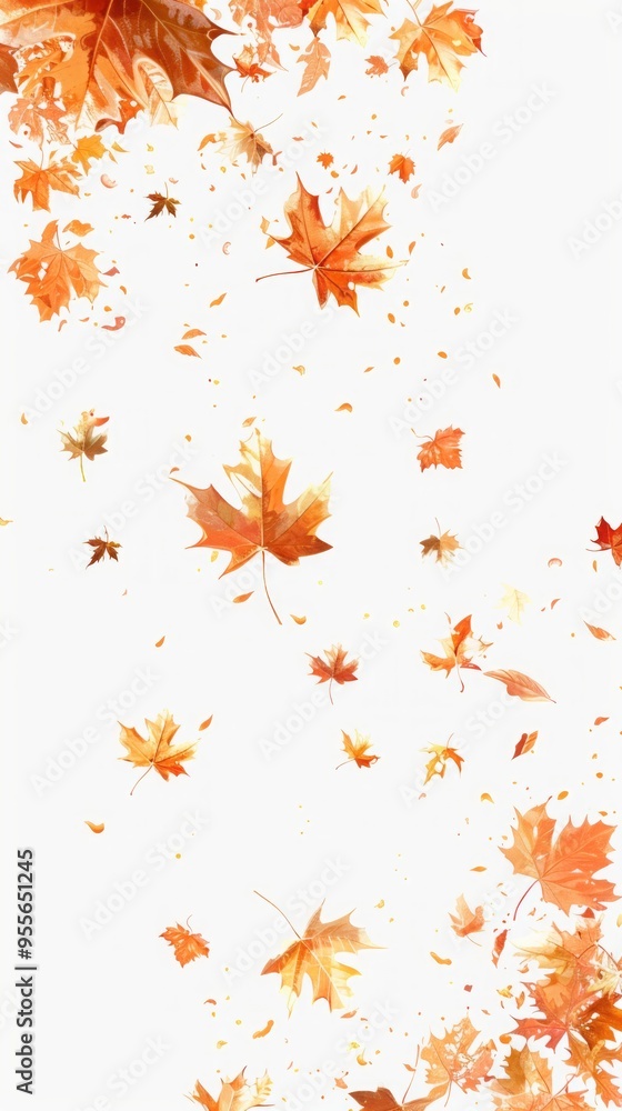 autumn leaves falling on white background. autumn leaves falling on white background.
