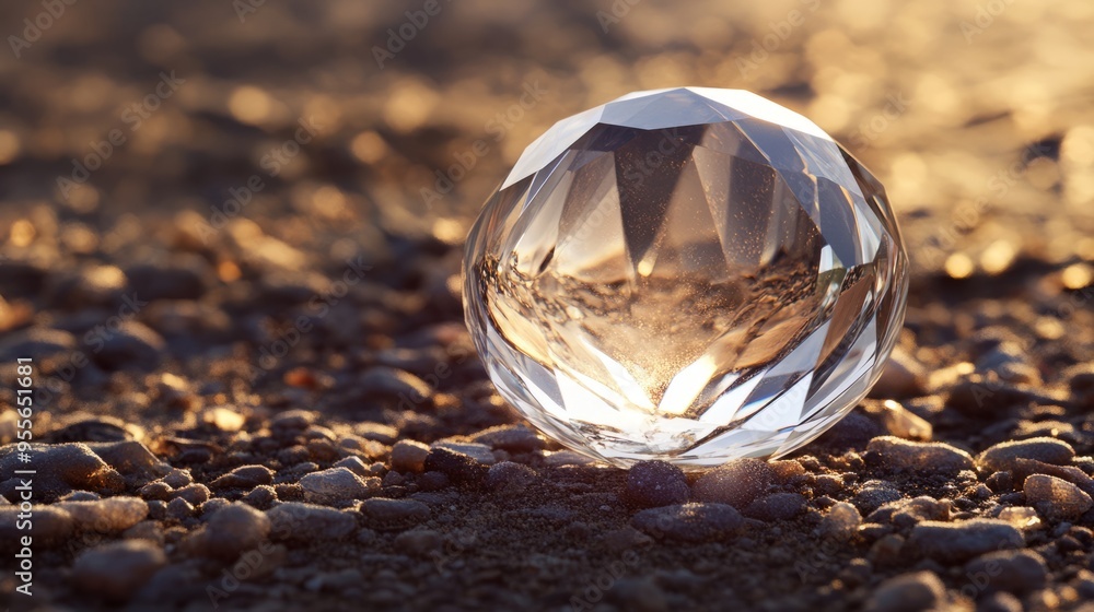 round clear gem stone on ground round clear gem stone on ground