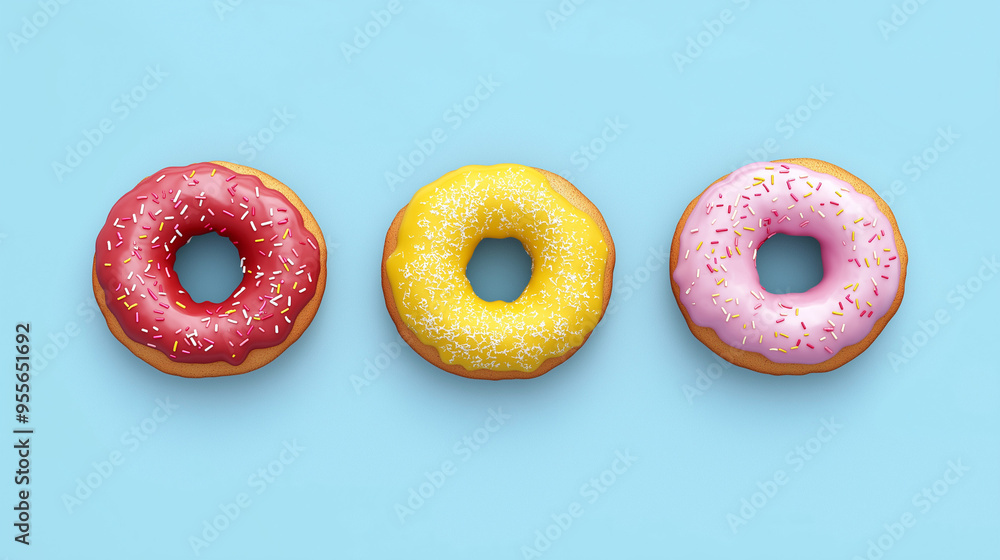 sweet donuts of different colours isolated on blue background
sweet donuts of different colours isolated on blue background