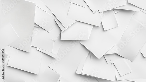 Scattered sheets of white paper covering the entire frame