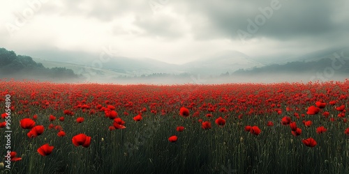 poppy field beauty on isolated background 