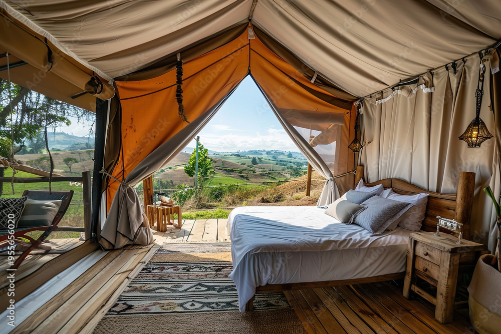 Luxury Glamping, Families enjoying high-end camping experiences with luxury tents and amenities Luxury Glamping, Families enjoying high-end camping experiences with luxury tents and amenities