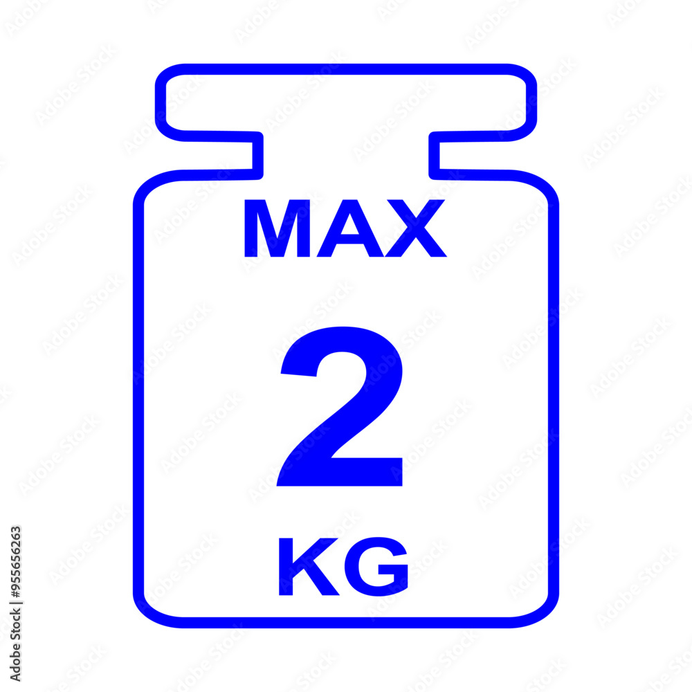 Maximum weight limit up to two kg. Isolated vector, illustration Maximum weight limit up to two kg. Isolated vector, illustration