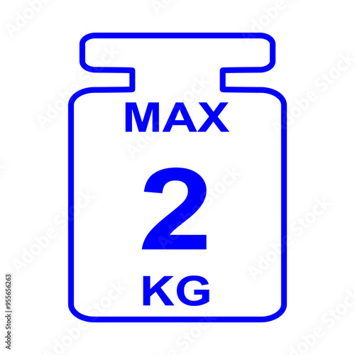 Maximum weight limit up to two kg. Isolated vector, illustration