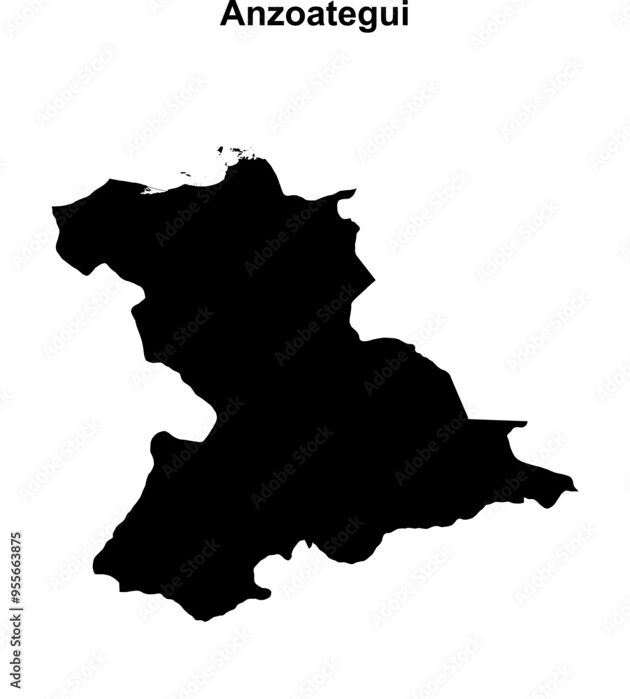 Anzoategui state blank outline map Anzoategui state blank outline map