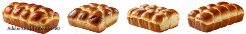 Brioche loaf isolated on a white background, highlighting its golden, buttery texture and rich flavor.