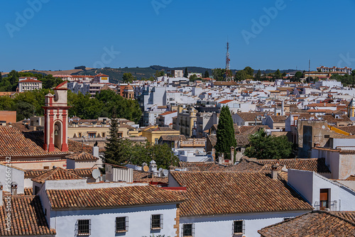 Aerial view of white houses in the ancient town of Ronda, Spain.