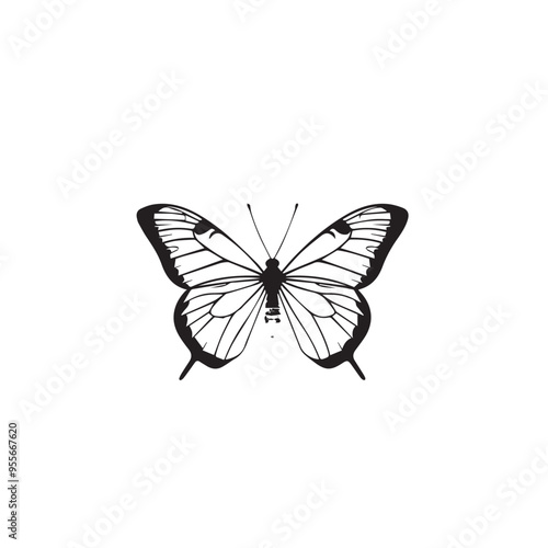 Butterfly in cartoon, doodle style . Image for t-shirt, web, mobile apps and ui. Isolated 2d vector illustration in logo, icon, sketch style, Eps 10, black and white. AI Generative