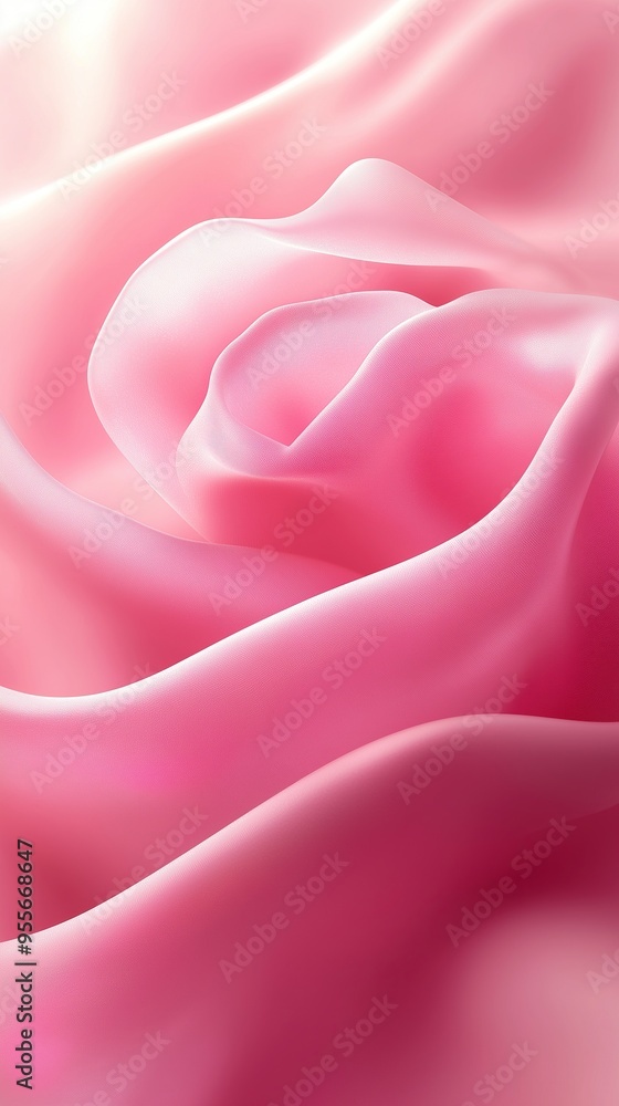 Obraz premium Illustration of soft pink fabric folds resembling the petals of a delicate rose, abstract design