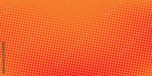 Dots halftone orange color pattern gradient texture with technology digital background. Dots pop art comics with summer background.