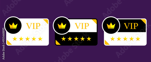 vip or premium card with golden crown and stars reflecting luxury service, membership, quality, rich, wealth, award. exclusive certificate for vip service. authority, celebrity, millionaire member