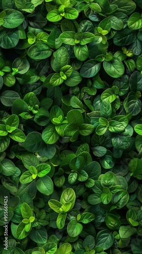 Wallpaper Mural Small leaves forming a uniform wall, rich greens with soft shadows, capturing the essence of nature's beauty, ideal for serene designs. Torontodigital.ca