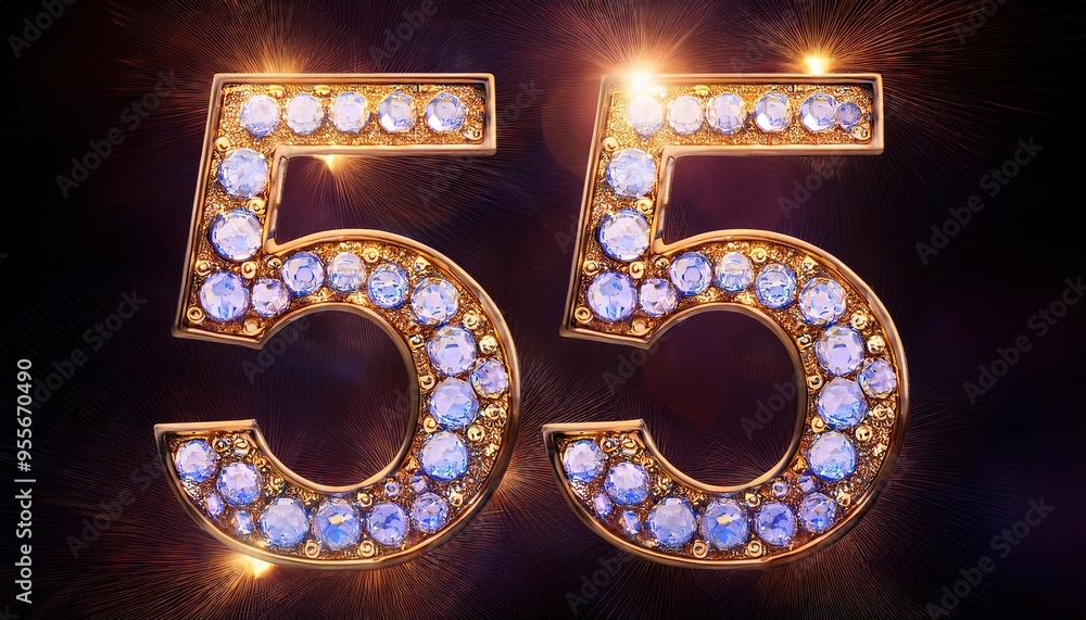 Shiny Golden Glittering Number 55 Design Shiny Golden Glittering Number 55 Design