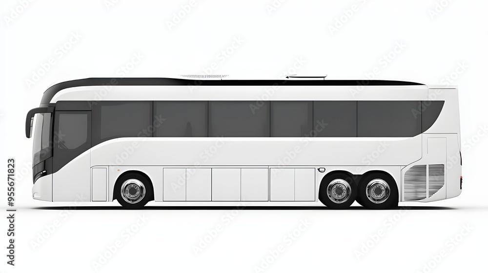 White luxury bus isolated on white background, detailed photo, png. White luxury bus isolated on white background, detailed photo, png.
