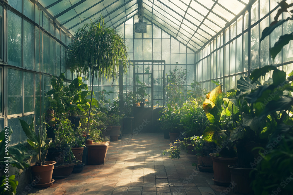 Fototapeta premium Unoccupied Greenhouse: Exploring Potential in Abandoned Plant Sanctuaries