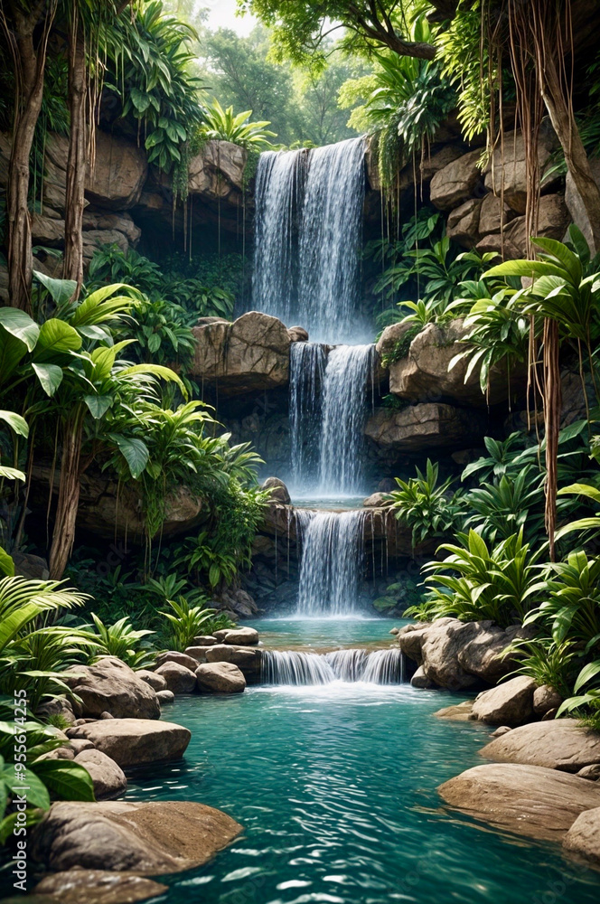 Naklejka premium waterfall in the forest