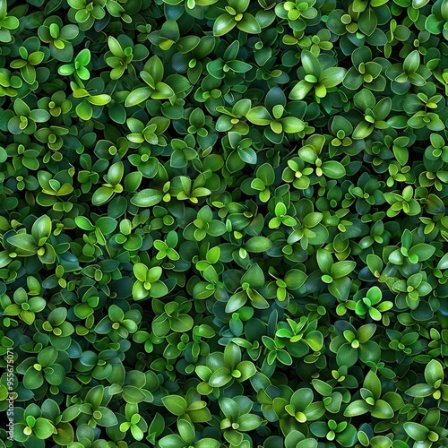 Dense wall of tiny leaves, arranged to create a seamless surface, vibrant greens and intricate textures, perfect for tranquil designs.